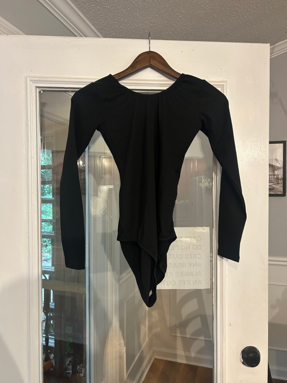 Black Long-Sleeve Bodysuit Top - Classic Women's Layering Piece